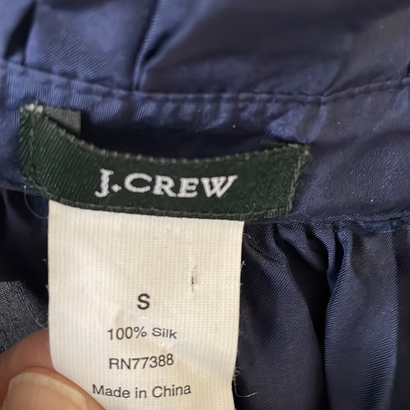 JCrew ruffle neck silk navy sleeveless blouse - Picture 2 of 3